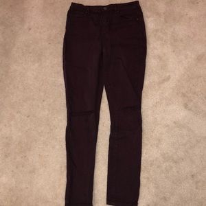 High waisted maroon jeggings